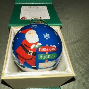 Pier 1 Santa Ornament - Blue and Red